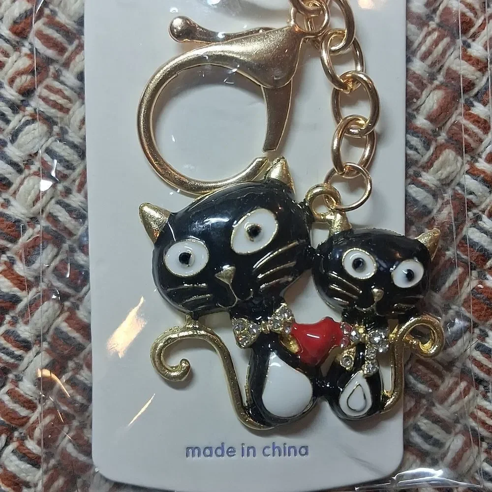 Mint Cat Keychain Set - Black and Red New In Package